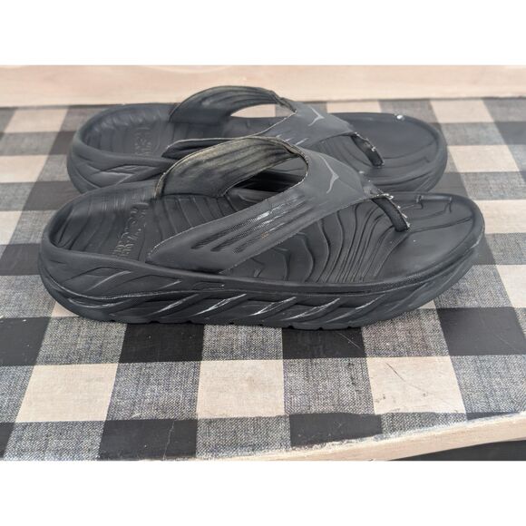 Hoka One One ORA Recovery Flip Flops Black Men's Size 10 - Picture 11 of 15